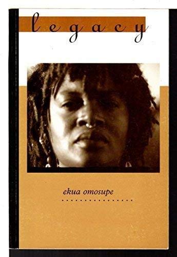 The cover of her book, Legacy, with the photo of a younger Ekua in the center looking defiantly into the camera. The title is in lower case cursive across the top, the lower half in orange, top in white and three border edges a thick black line.